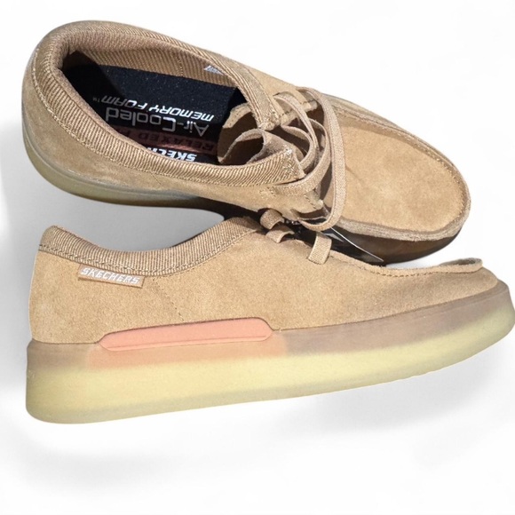 Skechers Tan Sneakers with Suede Finish and Moc-Toe Design - Picture 6 of 7